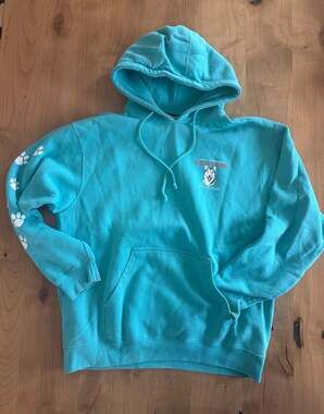 Pennant World Championship Sled Dog Derby Laconia New Hampshire Teal Hoodie Size